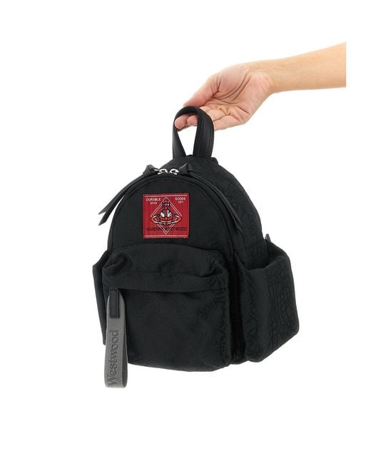 Vivienne Westwood Black Logo Patch Backpack