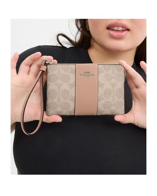 COACH Natural Corner Zip Wristlet