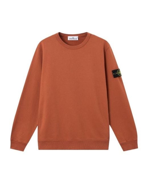 Stone Island Orange Regular-Fit Crewneck Sweatshirt With Ribbed Inserts for men