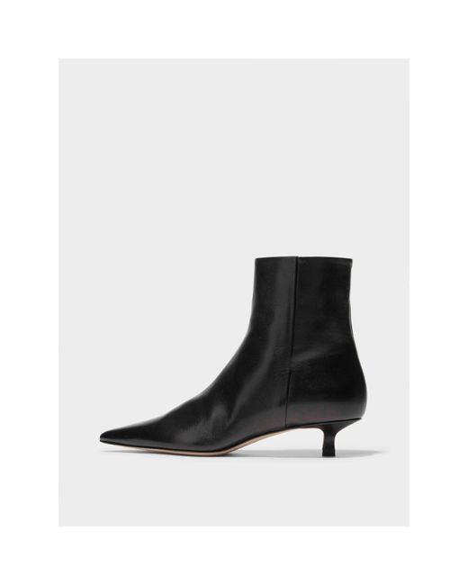 Aeyde Black Cow Print Ankle Heeled Boots