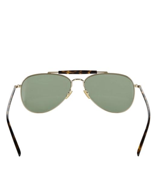 Saint Laurent Green Eyewear Pilot Frame Sunglasses for men