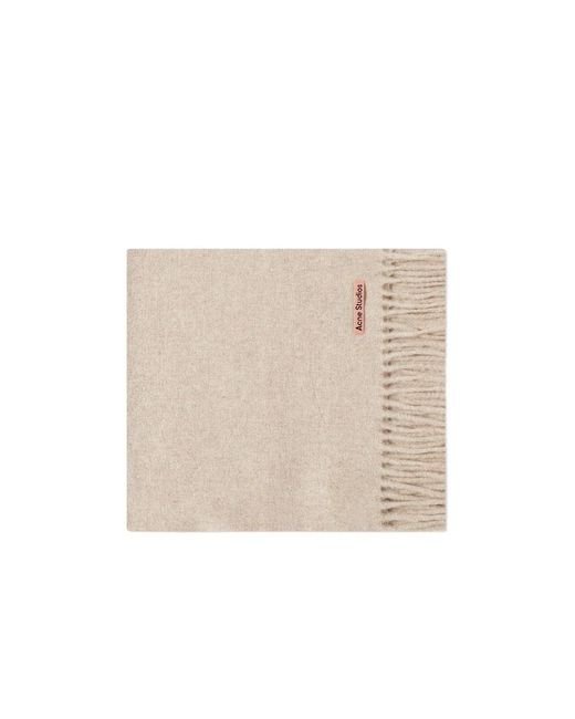 Acne Natural Logo Detailed Fringed Edge Scarf for men