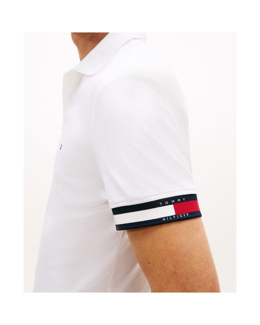 Tommy Hilfiger White Logo Short Sleeve Polo Shirt for men
