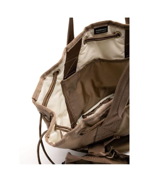 Porter-Yoshida and Co Brown Logo-Patch Tote Bag for men