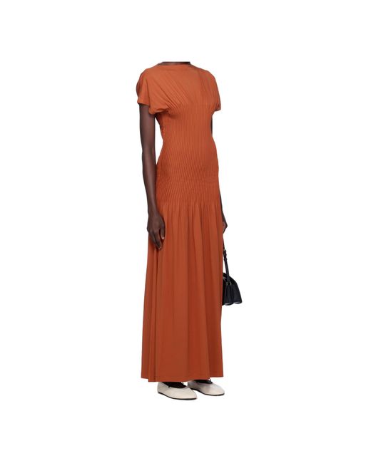Totême  Brown Short Sleeve Dress