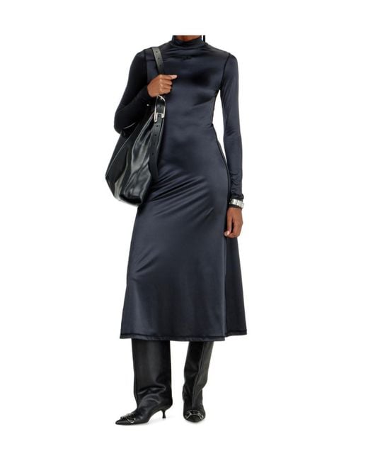 DIESEL Blue Turtleneck Fluid Midi Dress