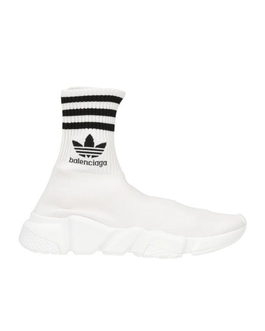 Balenciaga White Solid Color Sock Sneakers