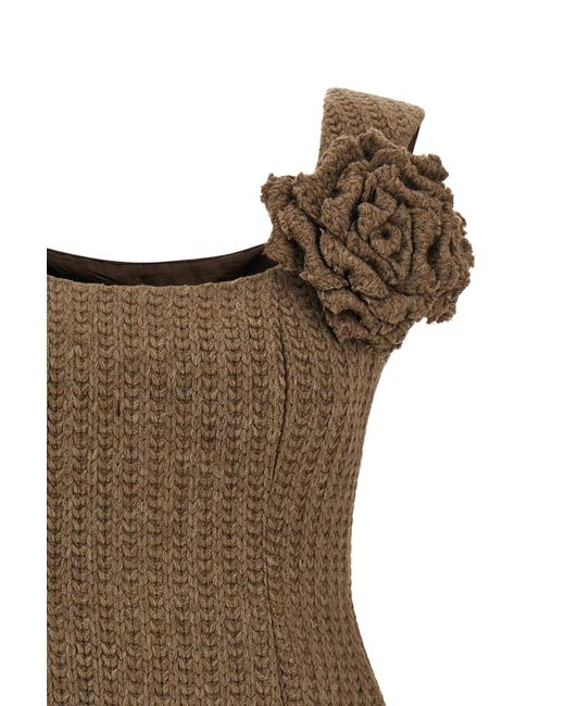 GIUSEPPE DI MORABITO Brown Brooch Knitted Mini Dress