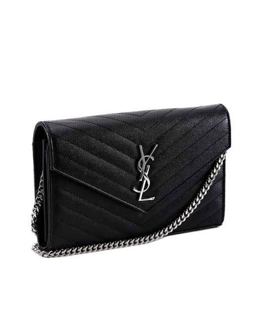 Saint Laurent Black Classic Cassandre Chain Wallet