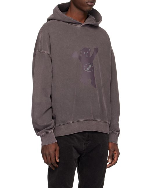 we11done Gray Logo-Print Cotton Hoodie for men