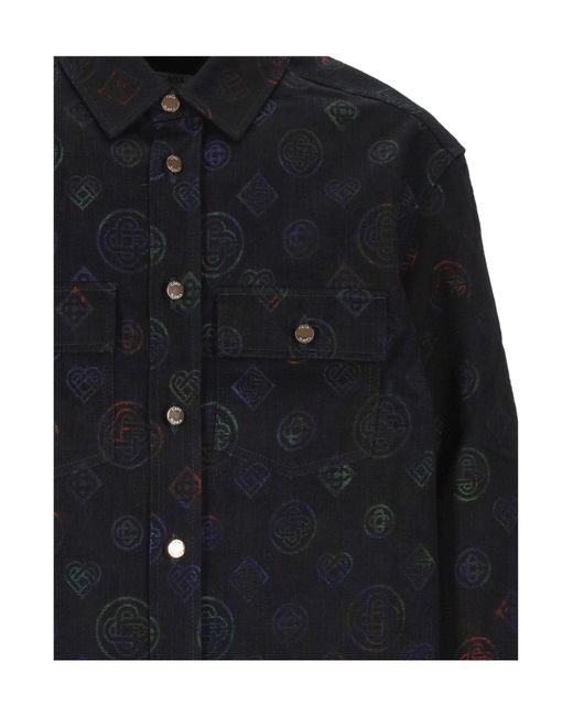 Casablanca Black Logo-Patterned Buttoned Shirt for men