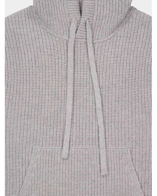 Palm Angels Gray Curved-Logo Ribbed-Knit Hoodie for men
