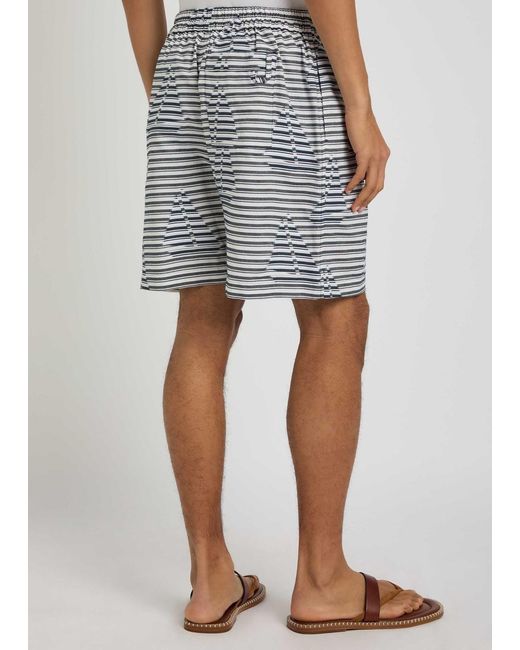 Jacquemus Blue Le Short Cale?On Striped Jacquard Cotton Shorts for men