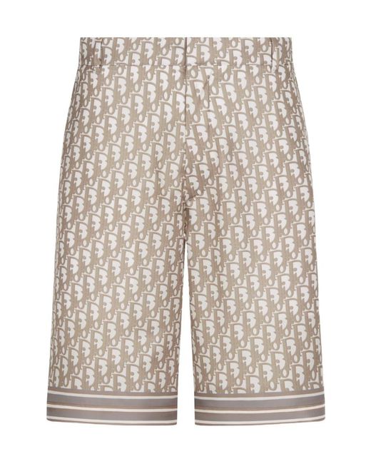 Dior White Oblique Bermuda Shorts for men