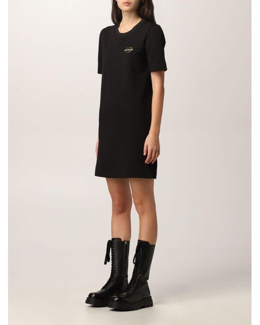 Moschino Black Round Neck Short-Sleeved Dress