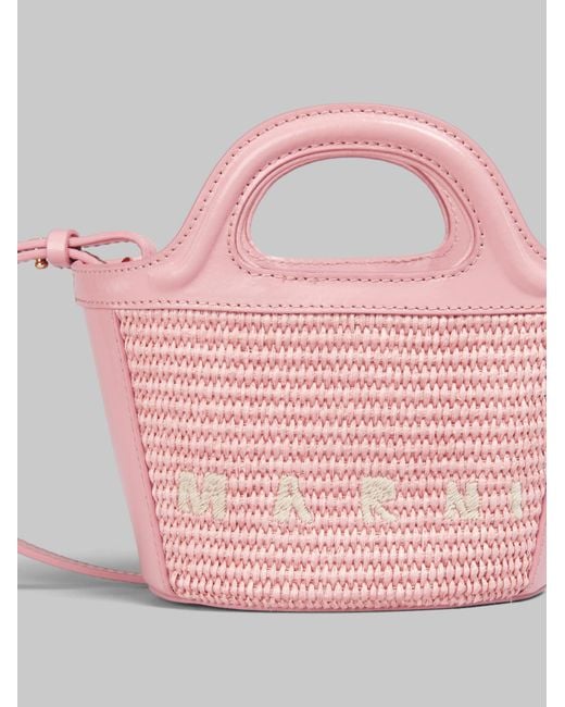 Marni Pink Tropicalia Logo Embroidered Micro Tote Bag