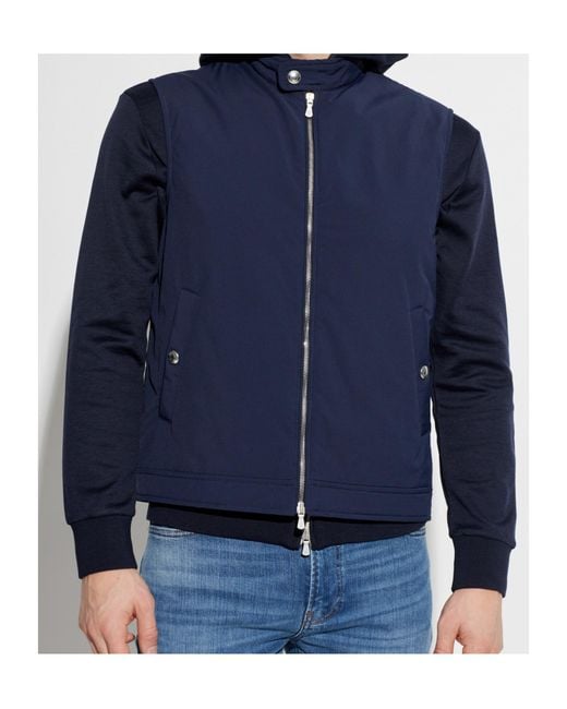 Eleventy Blue Stand Collar Quilted Vest for men