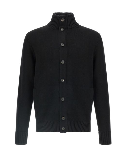 Zanone Black Chioto High-Neck Cardigan for men