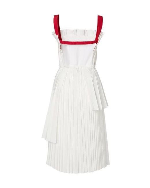 Fendi White Ruffled Pleated Midi Dress