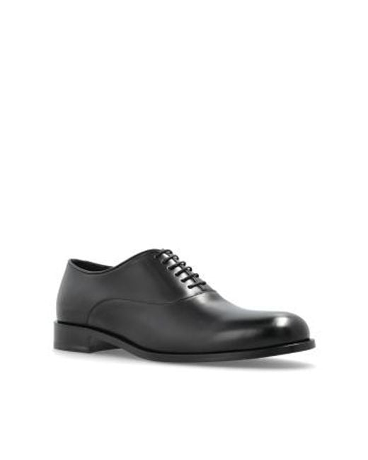 Giorgio Armani Black Almond Toe Lace-Up Derby Shoes for men