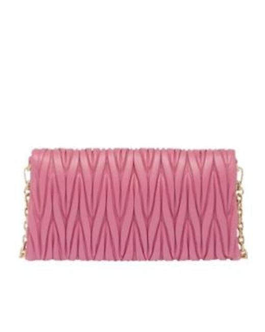 Miu Miu Pink Matelassé Logo Detailed Foldover Shoulder Bag