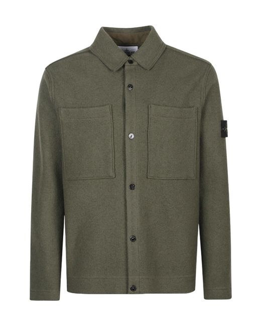 Stone Island Green Patch Button Cardigan for men