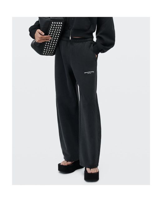 Alexander Wang Blue Logo-Print Mid-Rise Relaxed Sweatpants