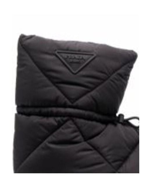 Prada Black Triangle-Quilted Logo-Patch Snow Boots for men