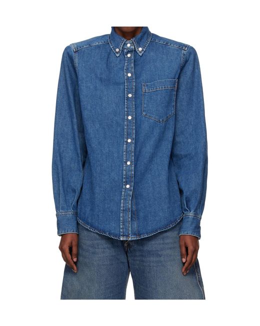 Mugler Blue Buttoned Pocket Shirt