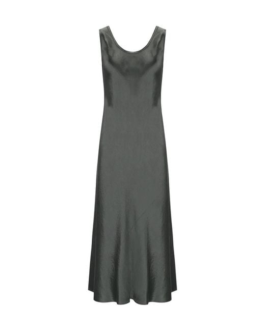 Max Mara Gray Satin Midi Dress