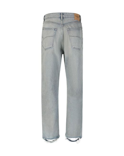 Balenciaga Gray Distressed Straight-Leg Jeans for men