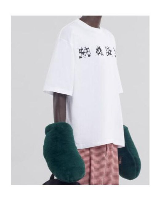 Marni White Logo-Printed Crewneck T-Shirt for men