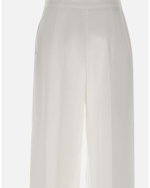Eleventy White Pleated Palazzo Pants