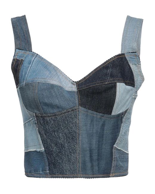 Dolce & Gabbana Blue Denim Patchwork Vest