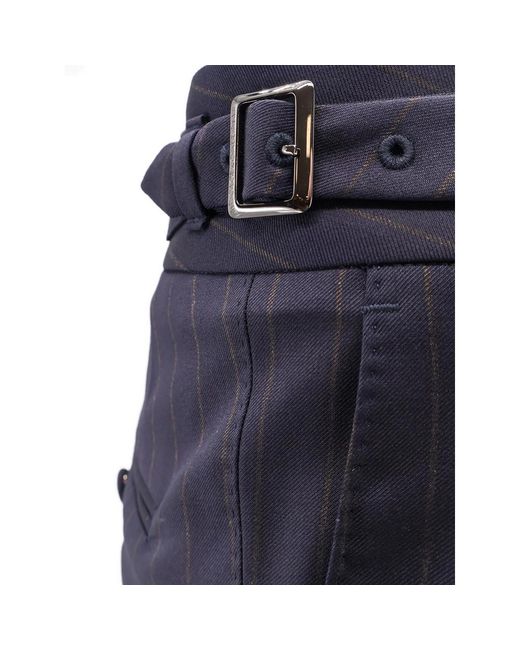 Dolce & Gabbana Blue Pinstriped Pleated Pants for men