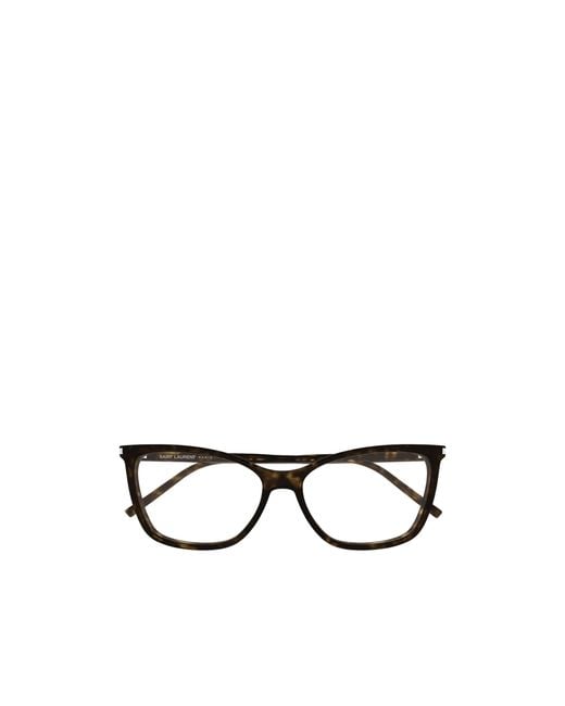 Saint Laurent White Rectangle-Frame Glasses
