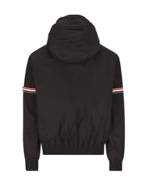 Thom Browne Black Stripe Detailed Zip-Up Jacket for men