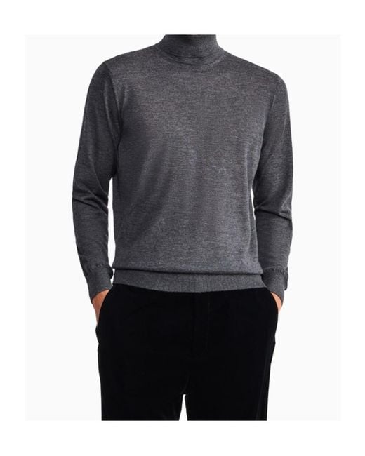 Giorgio Armani Gray Sweater Regular Fit Plain Knit Cashmere for men
