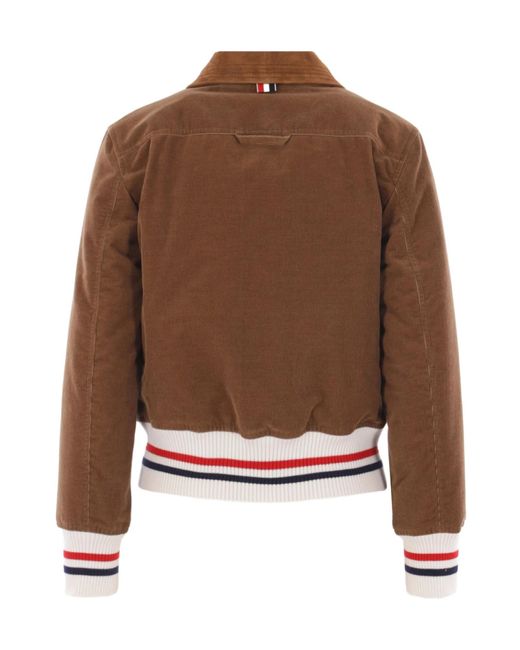 Thom Browne Brown Padded Cropped Corduroy Jacket