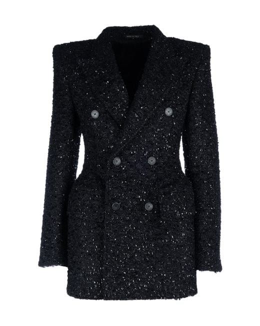 Balenciaga Black Tweed Button-Up Jacket