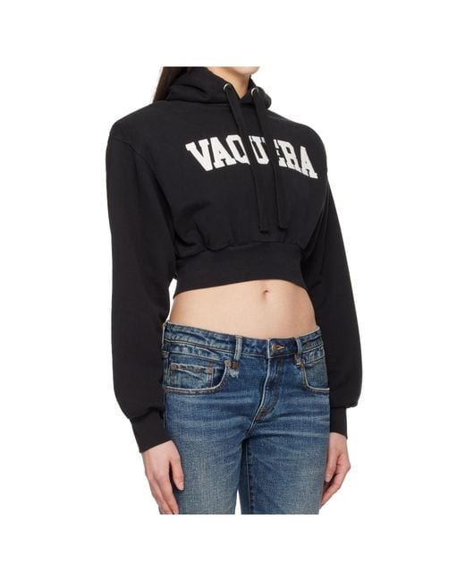 VAQUERA Black Cropped Logo Hoodie