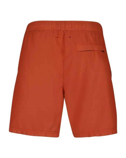 Stone Island Orange Regular Fit Mid-Length Swim Trunks for men