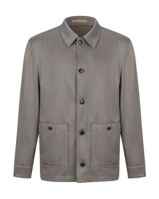 Boss Gray Collared Long-Sleeved Casual Jacket for men