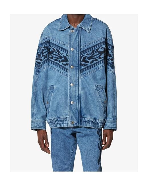 Isabel Marant Blue Julian Embroidered Denim Jacket for men