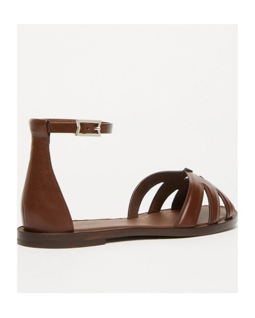 Max Mara Brown Flat Leather Sandals