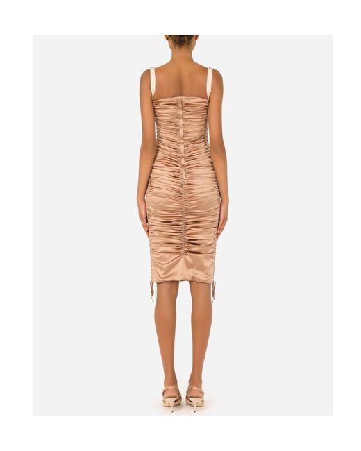 Dolce & Gabbana Natural Ruched Mini Dress