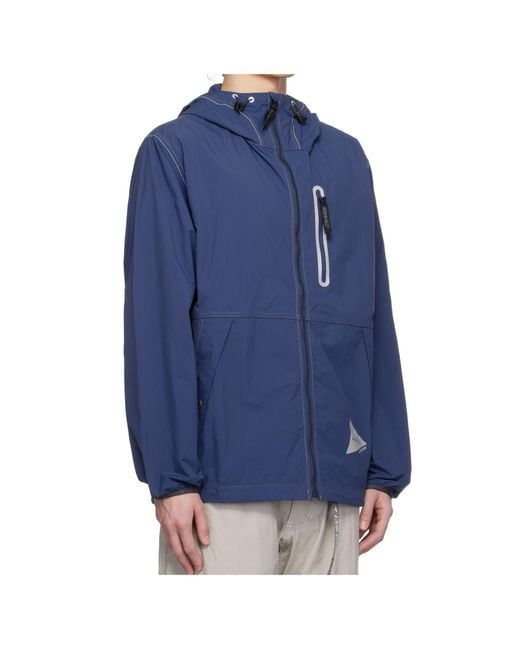 And Wander Blue X Gramicci Brushed Nylon Jacket for men