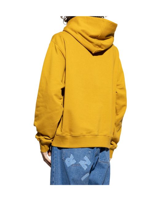 Marni Yellow Logo-Patch Drawstring Hoodie for men