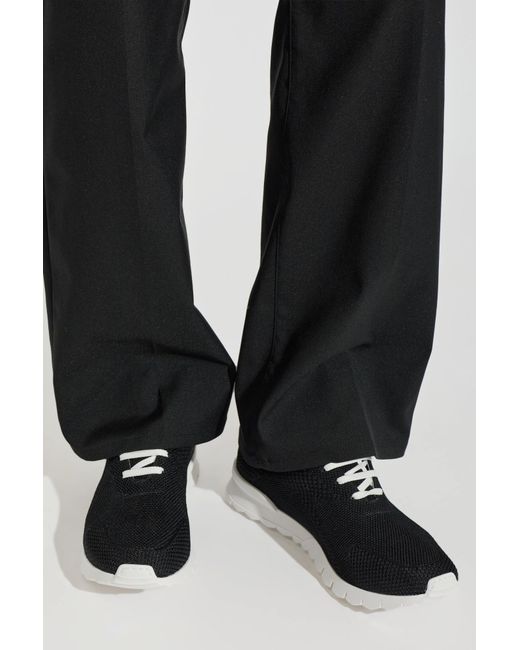 Kiton Black Lace-Up Sneakers for men