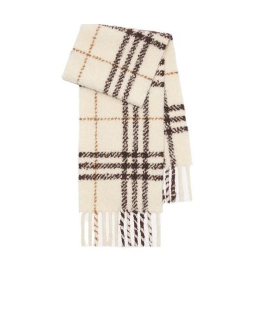 Burberry White Check Bouclé Scarf